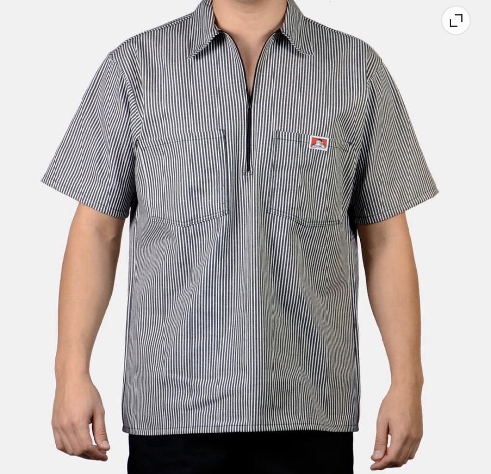 Ben Davis Half Zip Hickory Stripe Work Shirt Size XLarge
